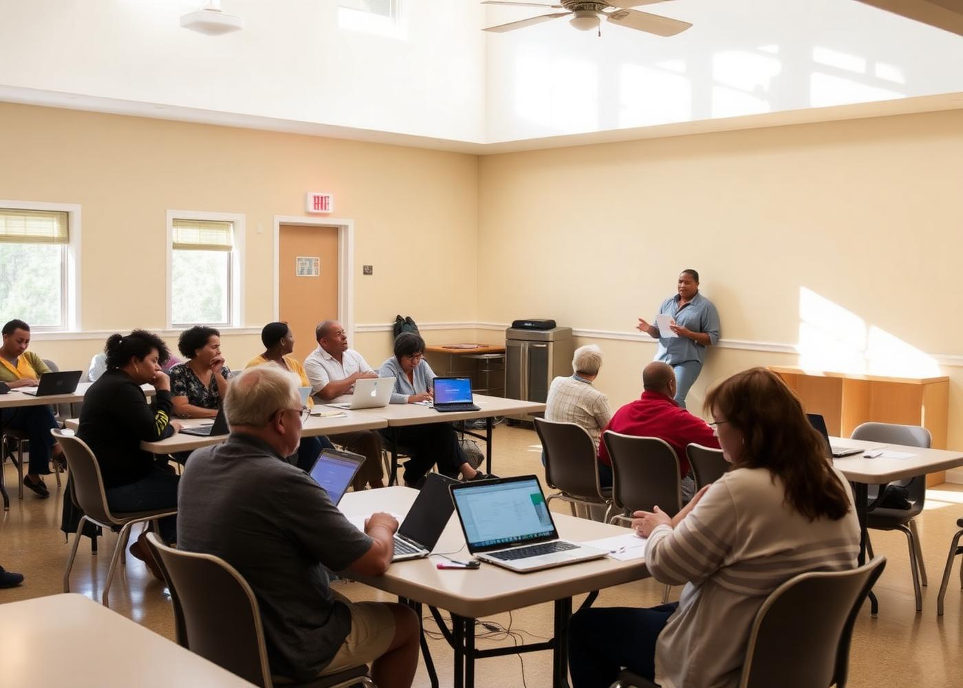 Neighbors attending a community financial literacy workshop